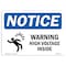 Signmission OSHA Notice Sign, 7" Height, 10" Width, Warning High Voltage Inside Sign With Symbol, Landscape OS-NS-D-710-L-18914 - alternate 1